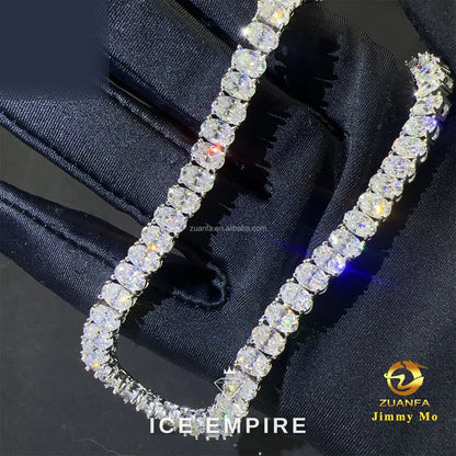 Iced Out Cluster 925 Silver Moissanite Cuban Chain