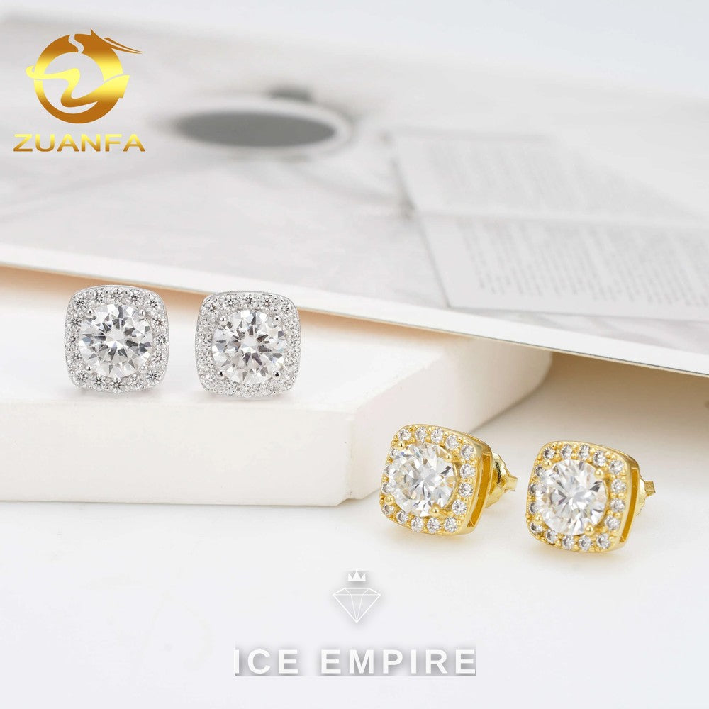 Iced Out 925 Silver Moissanite Earrings