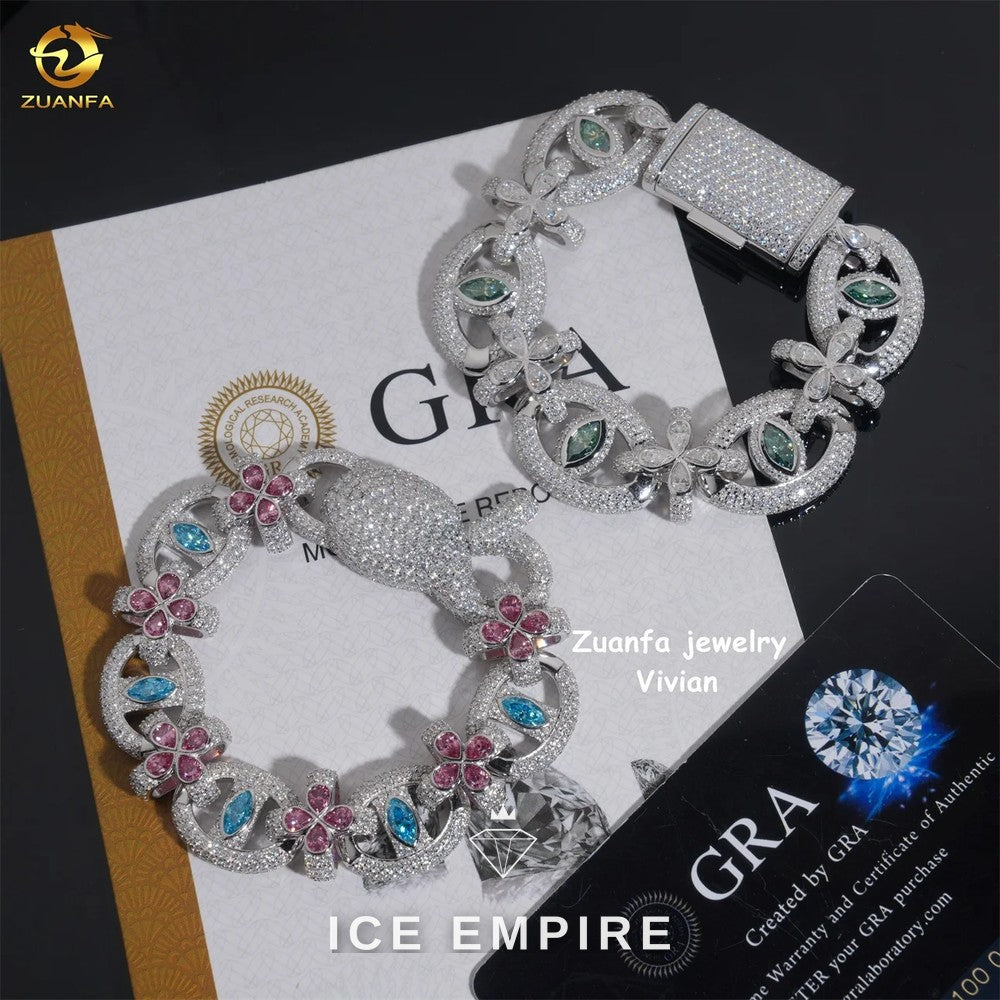 Iced Out 925 Silver Moissanite Cuban Chain
