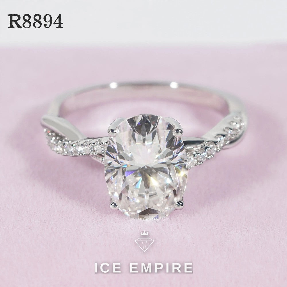 Iced Out 925 Silver Moissanite Engagement Ring