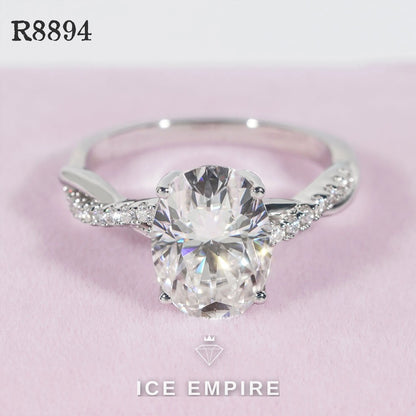 Iced Out 925 Silver Moissanite Engagement Ring