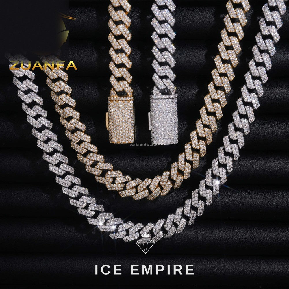 Iced Out 925 Silver Moissanite Cuban Chain