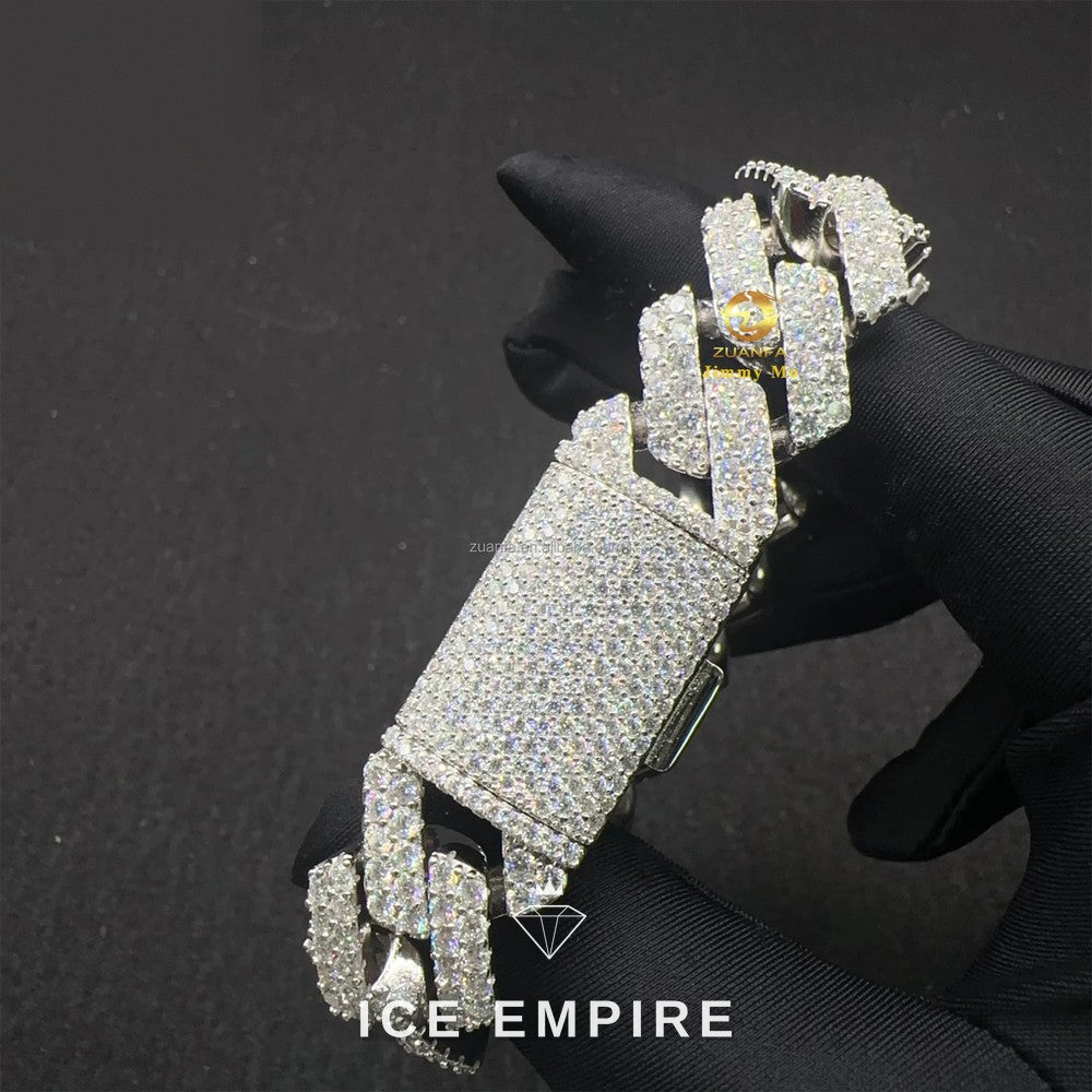 Iced Out 925 Silver Moissanite Cuban Chain