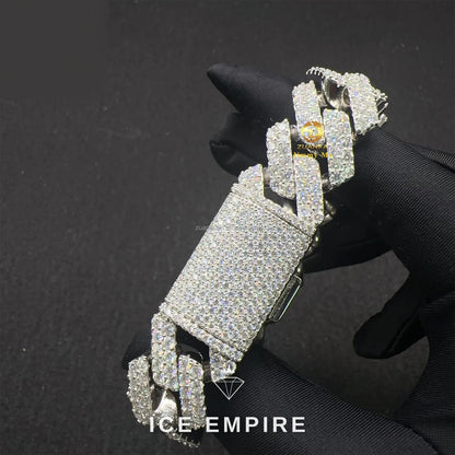 Iced Out 925 Silver Moissanite Cuban Chain