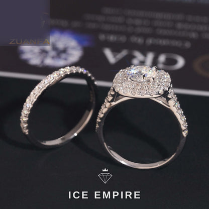 Iced Out 925 Silver Moissanite Engagement Ring