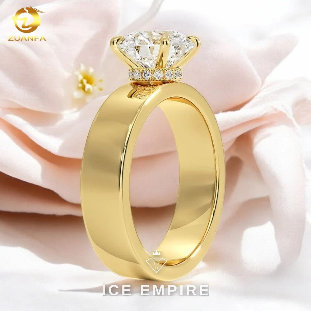 Iced Out Gold Plated Moissanite Engagement Ring