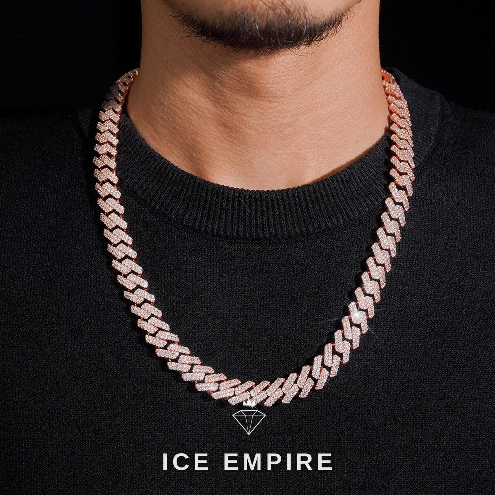 Iced Out Rose Gold Plated Moissanite Cuban Chain