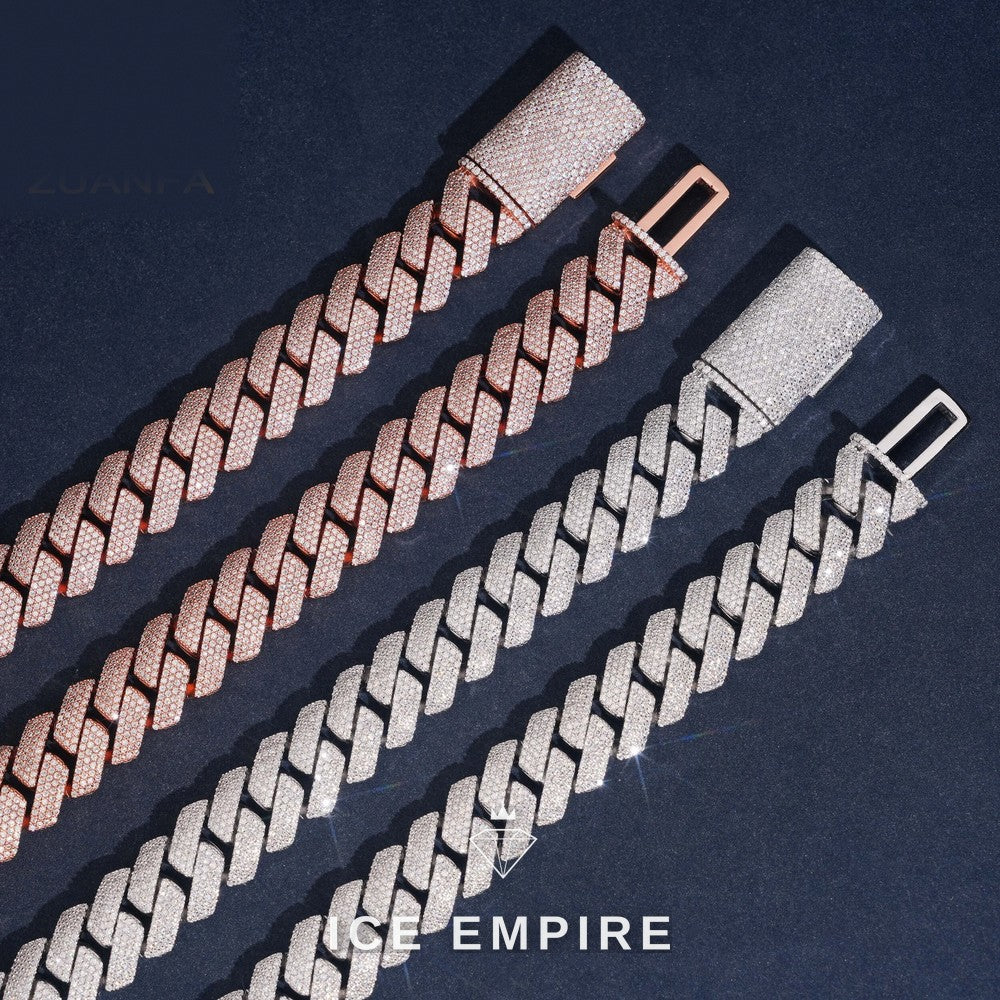Iced Out Rose Gold Plated Moissanite Cuban Chain