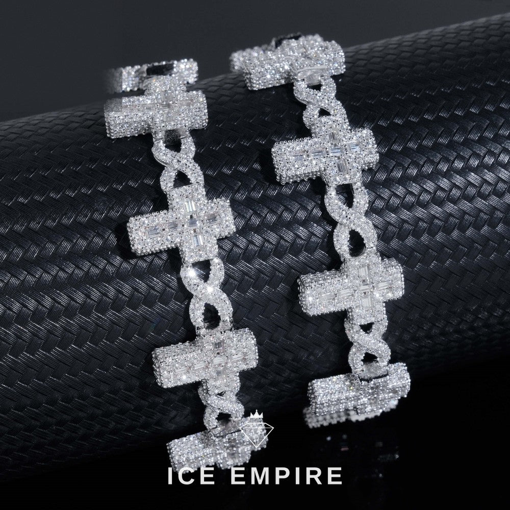 Iced Out Baguette Gold Plated Moissanite Cuban Chain