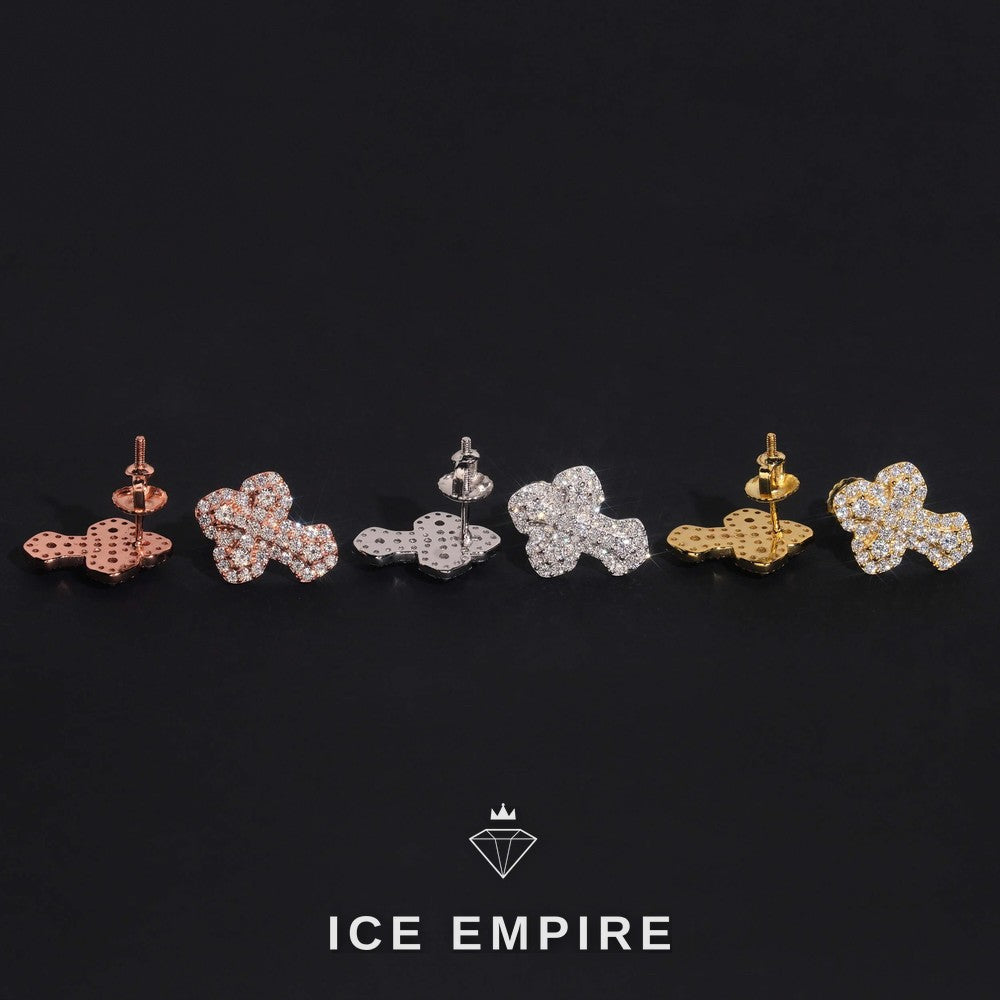 Iced Out Cross 925 Silver Moissanite Stud Earrings