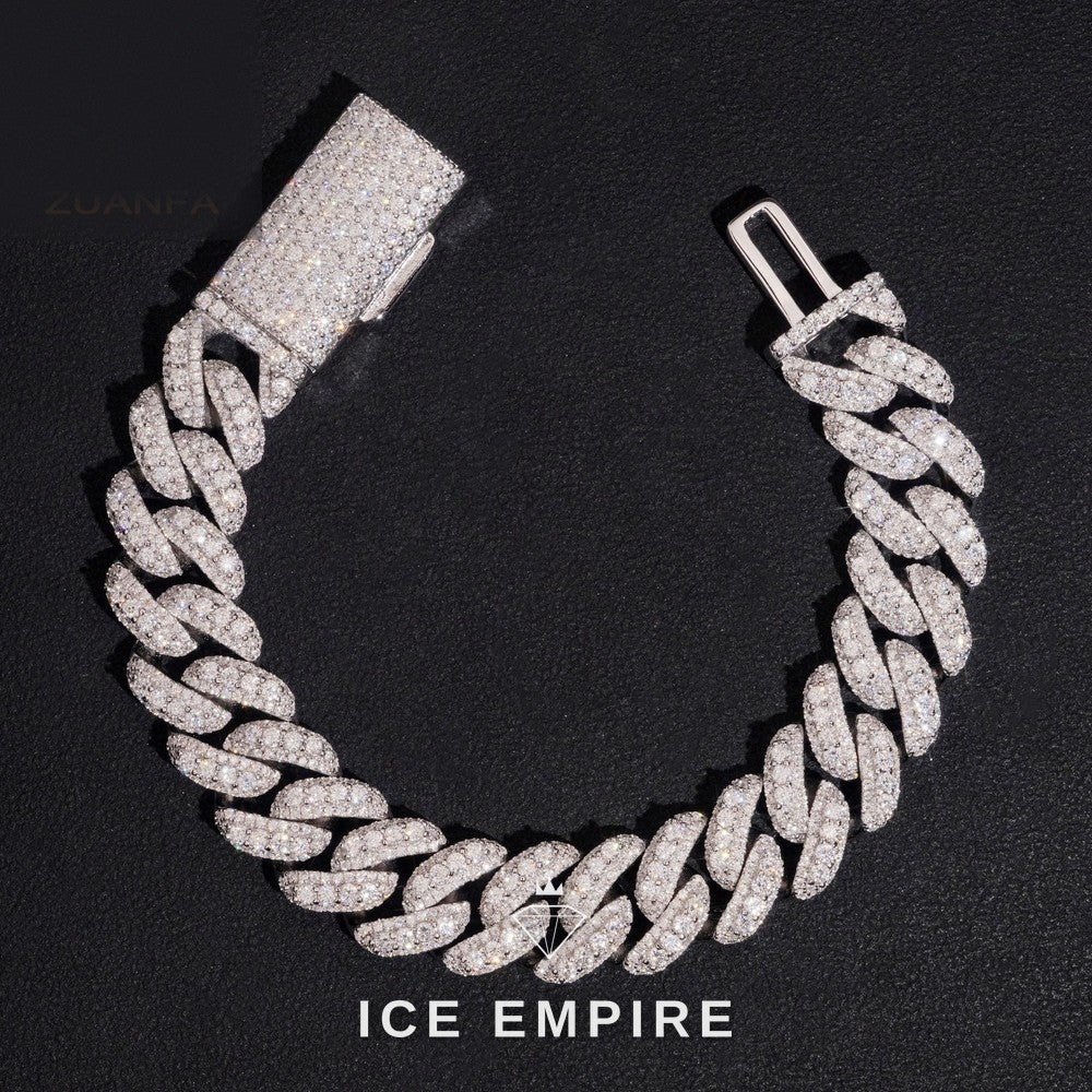 Iced Out 925 Silver Moissanite Cuban Chain