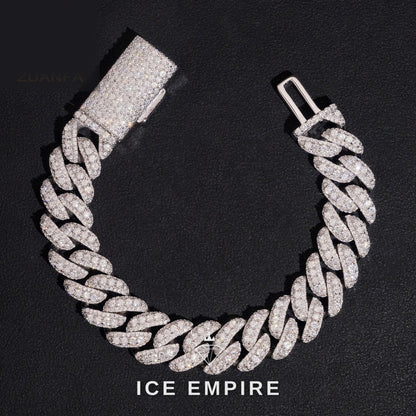 Iced Out 925 Silver Moissanite Cuban Chain