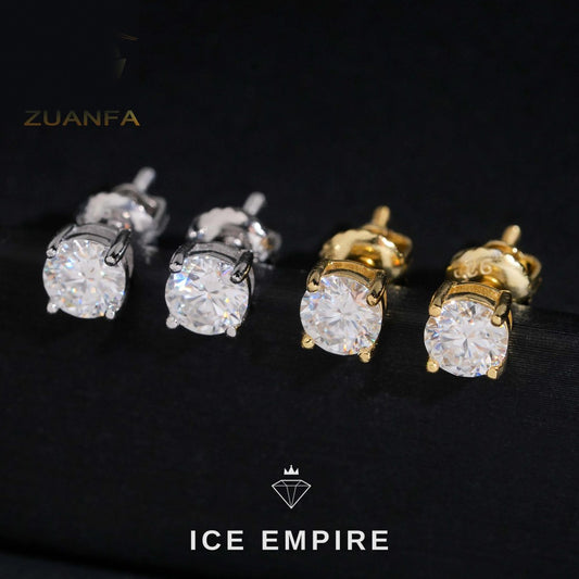 Iced Out 925 Silver Moissanite Stud Earrings