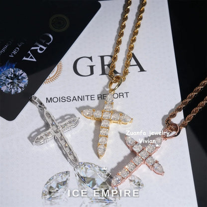 Iced Out Cross 925 Silver Pendant