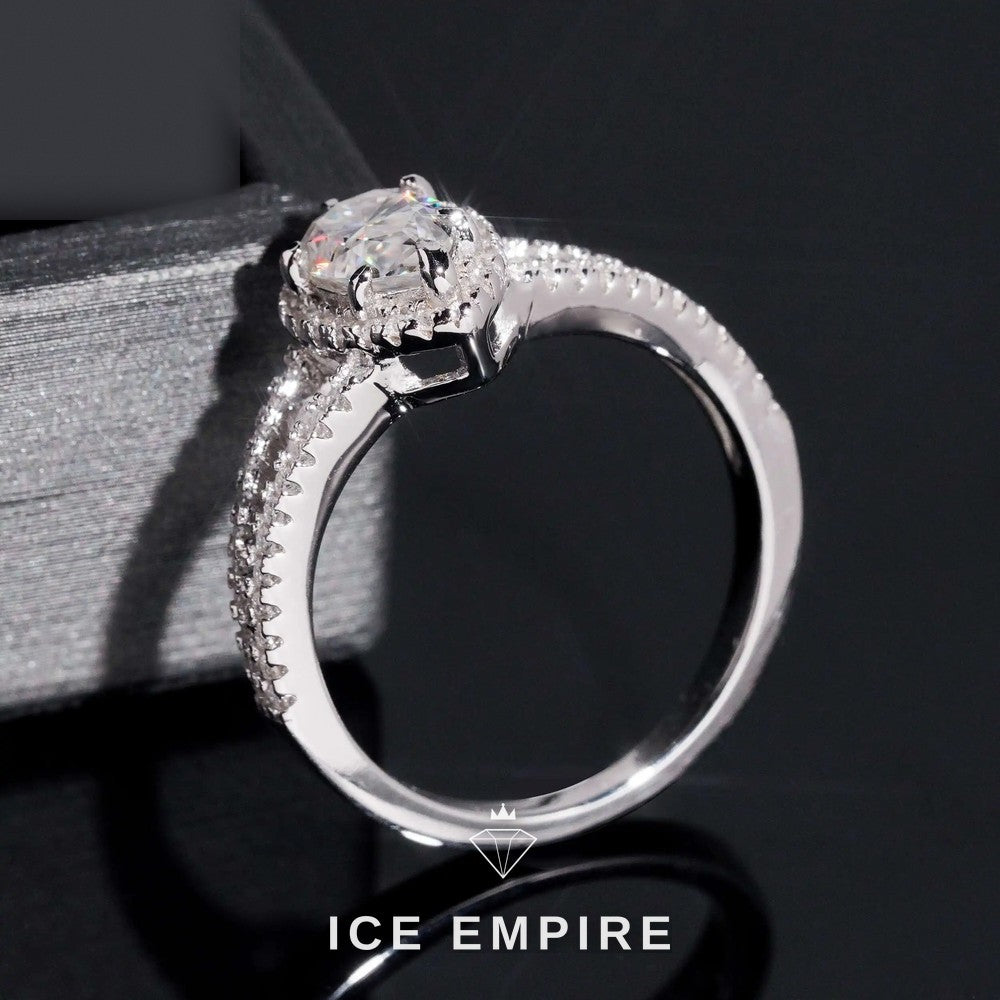 Iced Out Heart Rose Gold Plated Moissanite Wedding Band