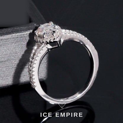 Iced Out Heart Rose Gold Plated Moissanite Wedding Band
