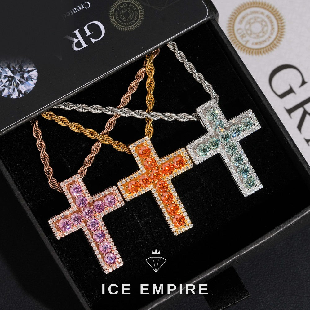 Iced Out Cross Rose Gold Plated Pendant