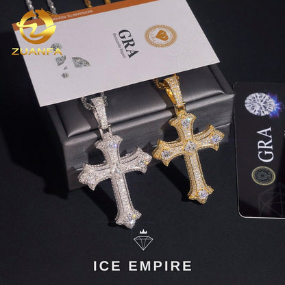 Iced Out Cross Rose Gold Plated Moissanite Pendant