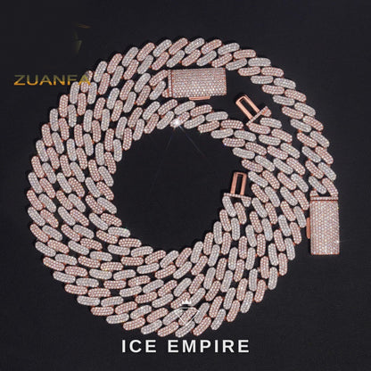 Iced Out Rose Gold Plated Moissanite Cuban Chain
