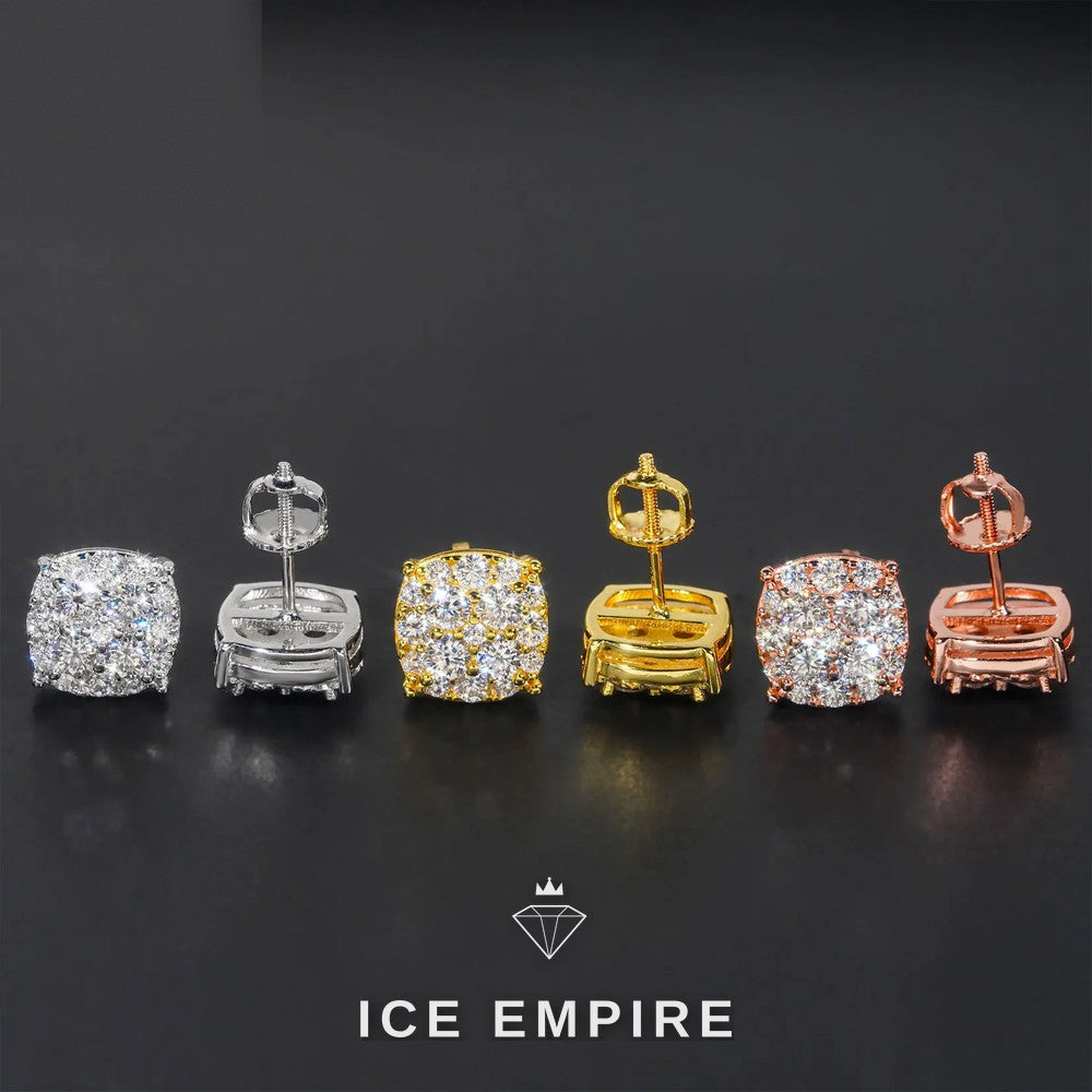 Iced Out Gold Plated Moissanite Stud Earrings