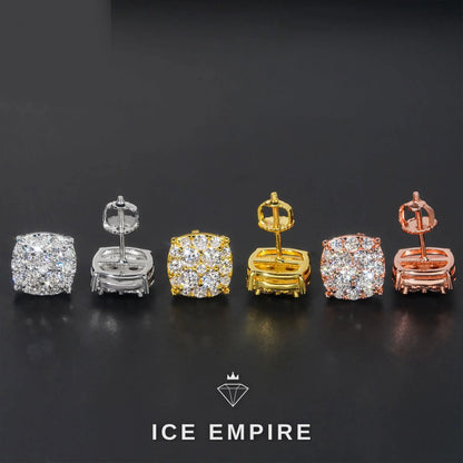 Iced Out Gold Plated Moissanite Stud Earrings