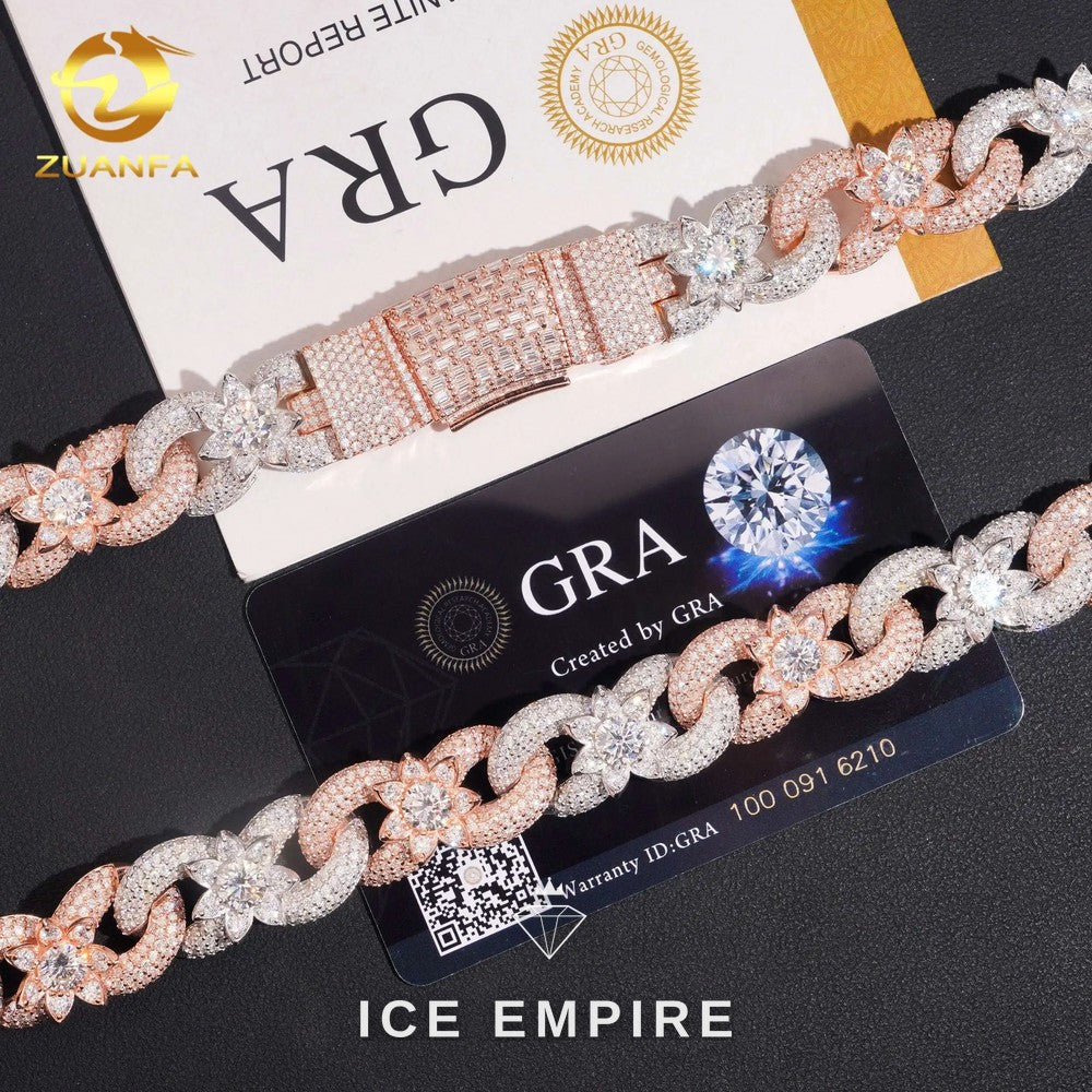 Iced Out Rose Gold Plated Moissanite Cuban Chain