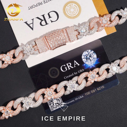 Iced Out Rose Gold Plated Moissanite Cuban Chain