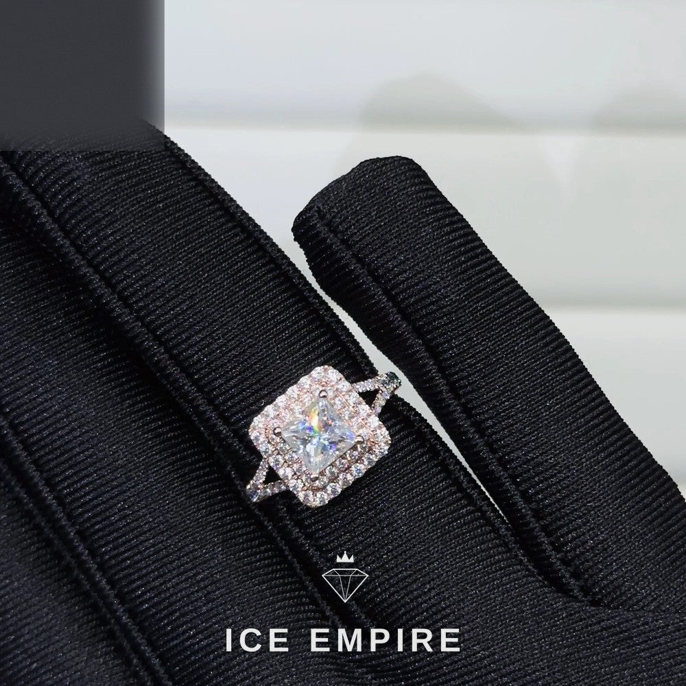 Iced Out Rose Gold Moissanite Engagement Ring