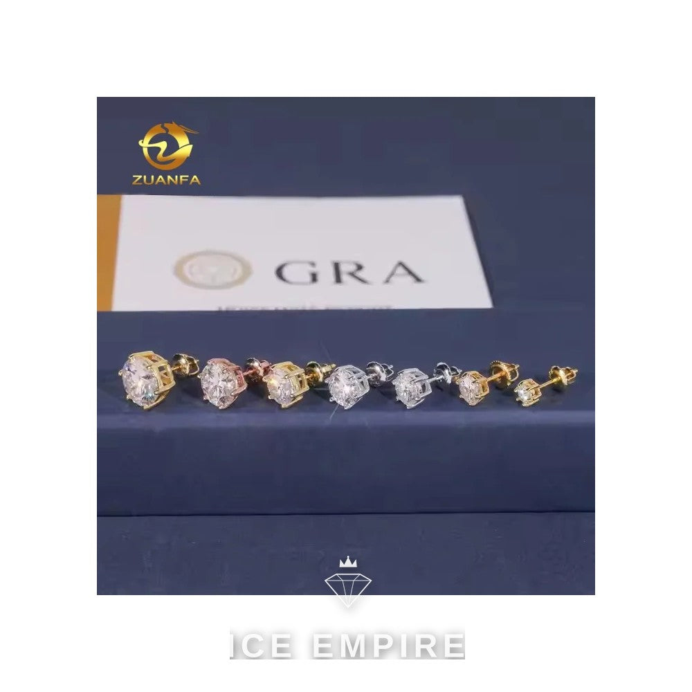 Iced Out Rose Gold Plated Moissanite Stud Earrings