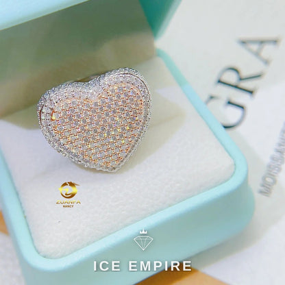 Iced Out Heart Rose Gold Plated Moissanite Ring