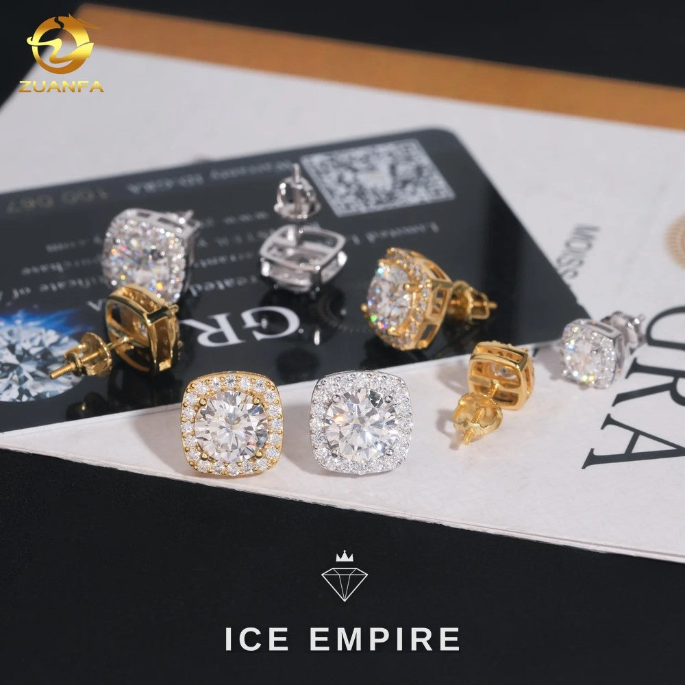 Iced Out Rose Gold Plated Moissanite Earrings
