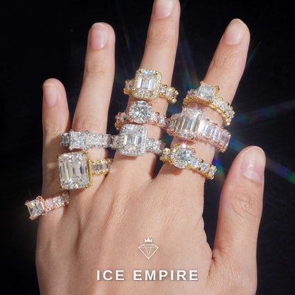 Iced Out 925 Silver Moissanite Engagement Ring