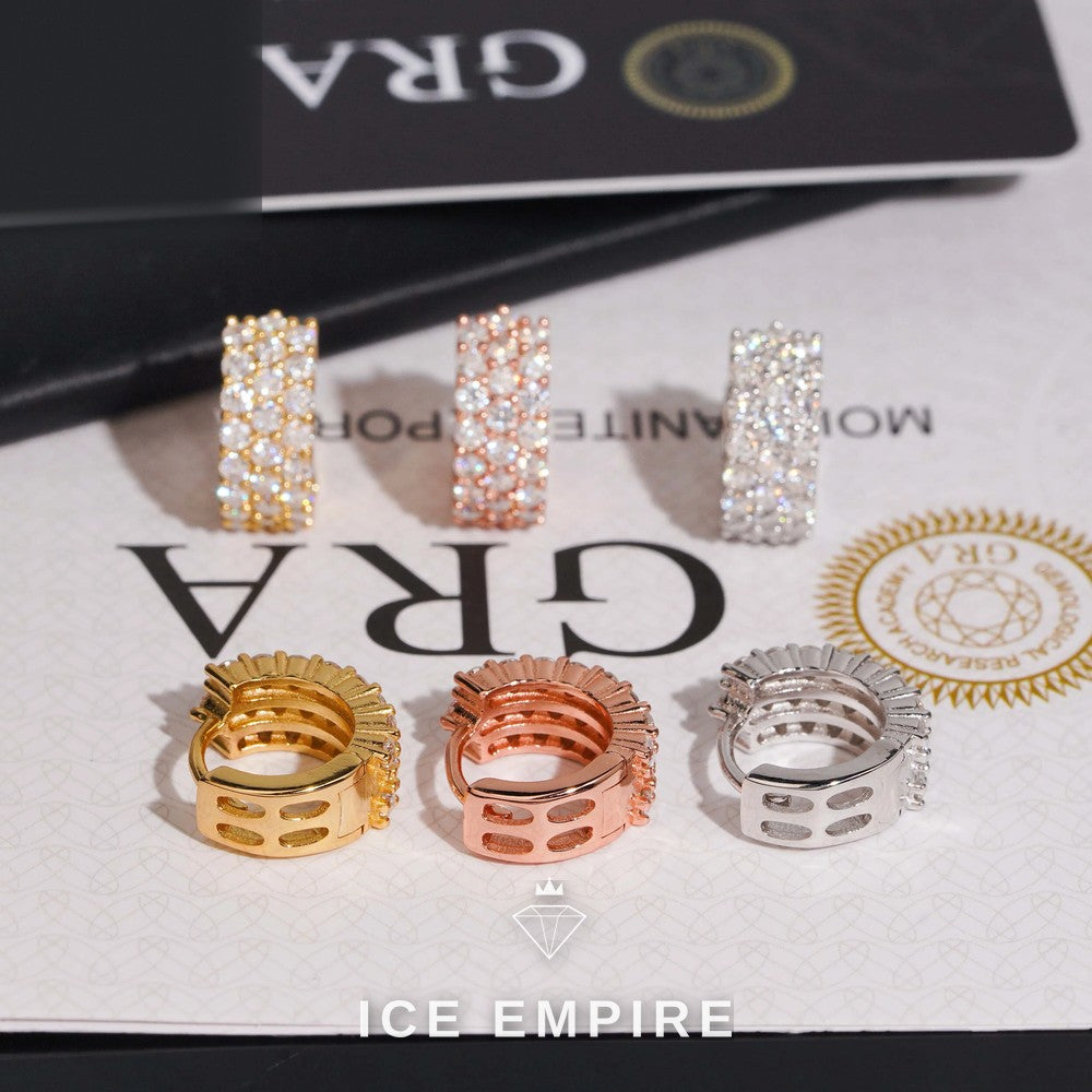 Iced Out 925 Silver Moissanite Hoop Earrings