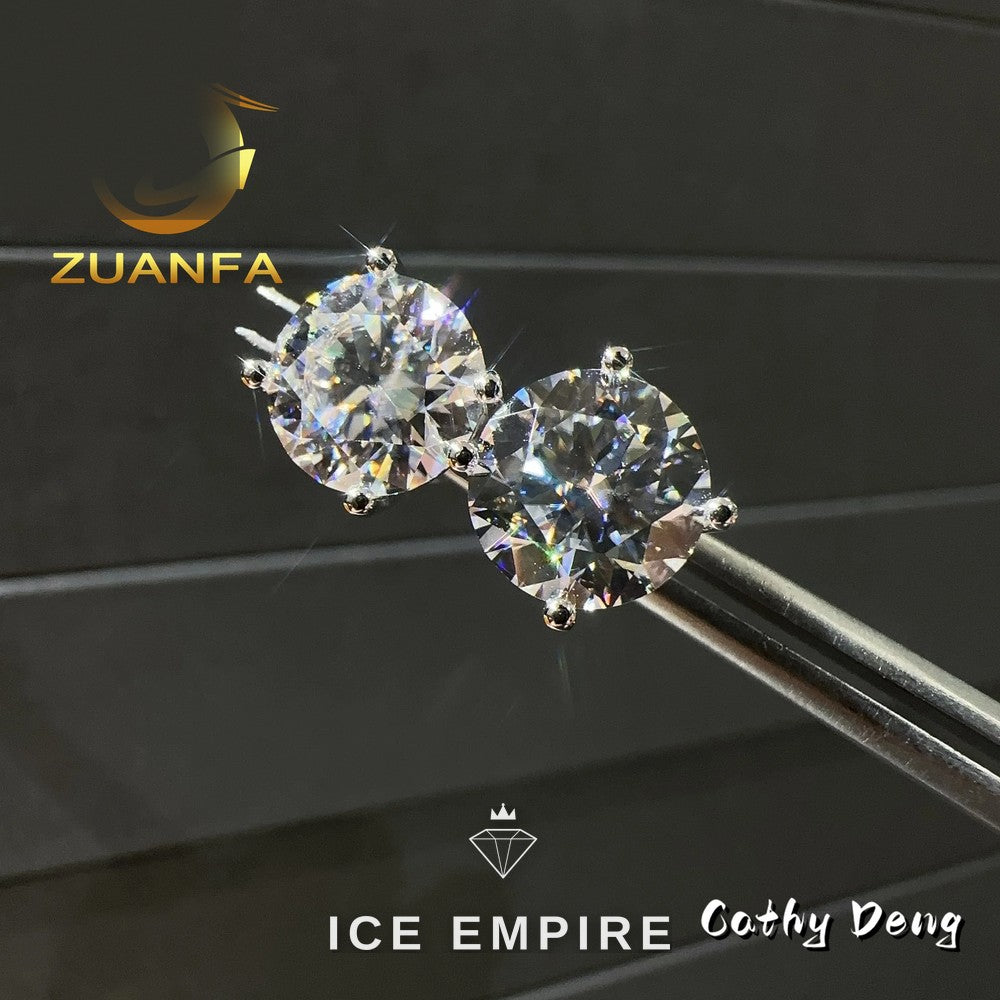 Iced Out 925 Silver Moissanite Stud Earrings