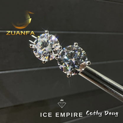 Iced Out 925 Silver Moissanite Stud Earrings