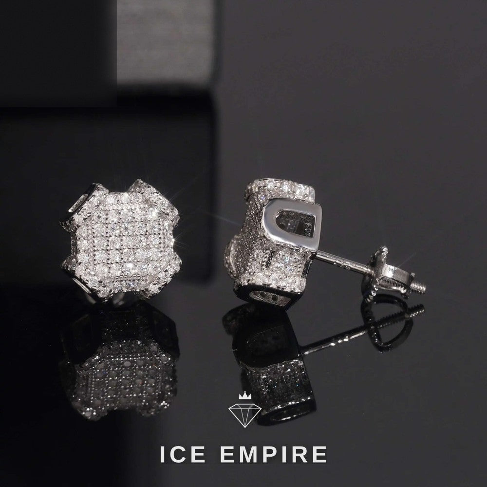 Iced Out 925 Silver Moissanite Stud Earrings