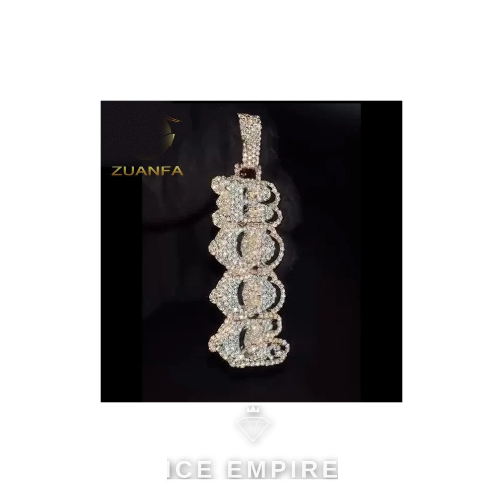 Iced Out Baguette Rose Gold Plated Moissanite Pendant