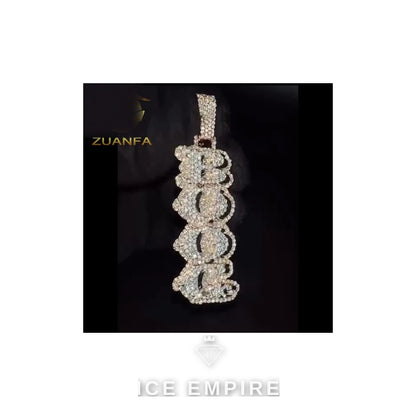 Iced Out Baguette Rose Gold Plated Moissanite Pendant