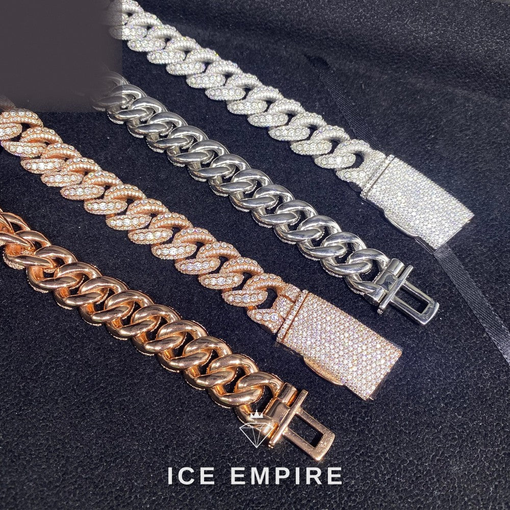 Iced Out Rose Gold Moissanite Cuban Chain