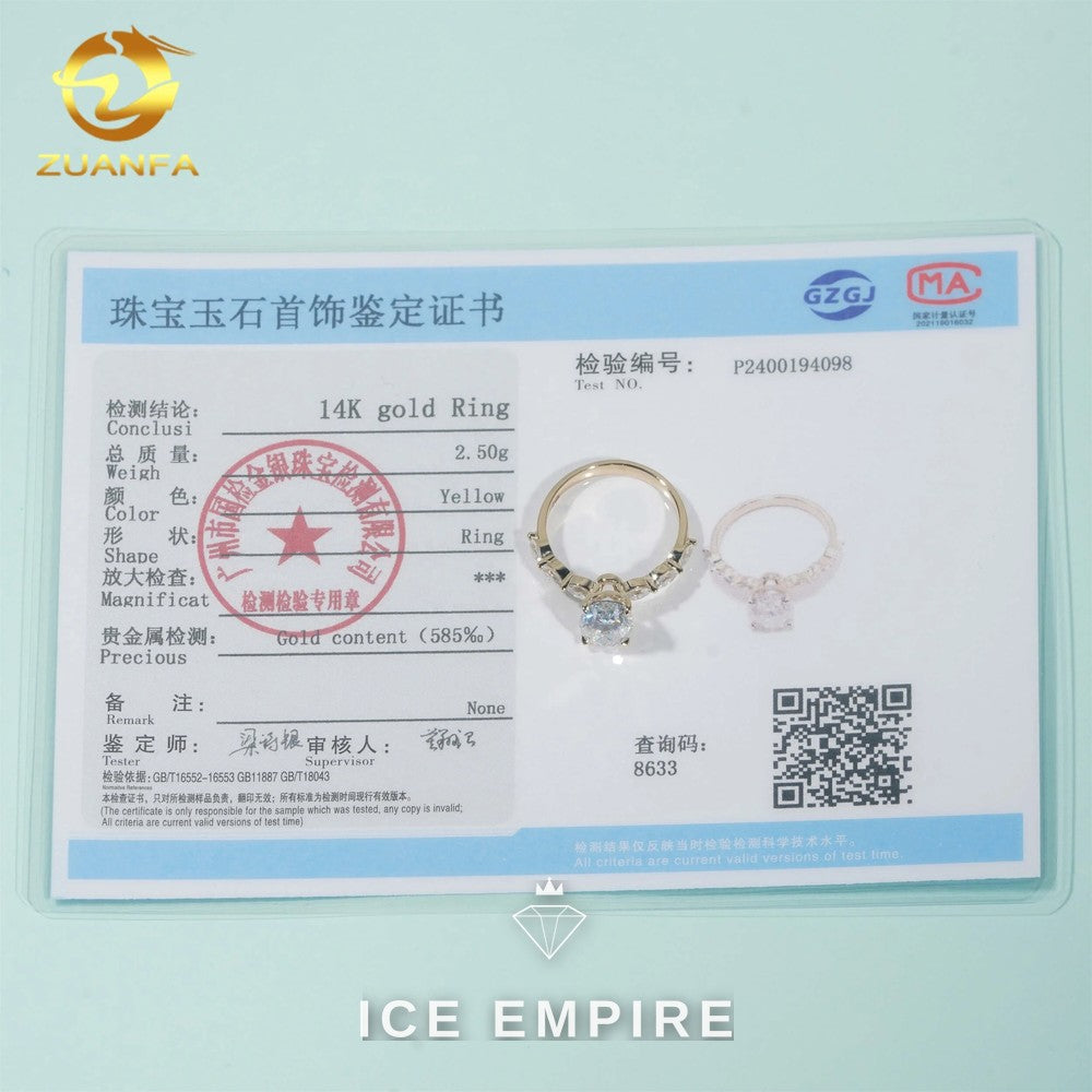 Iced Out 14K Gold Moissanite Engagement Ring
