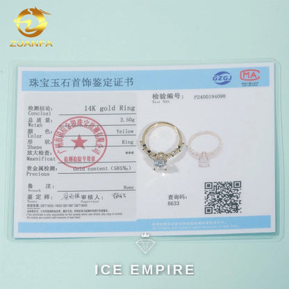 Iced Out 14K Gold Moissanite Engagement Ring