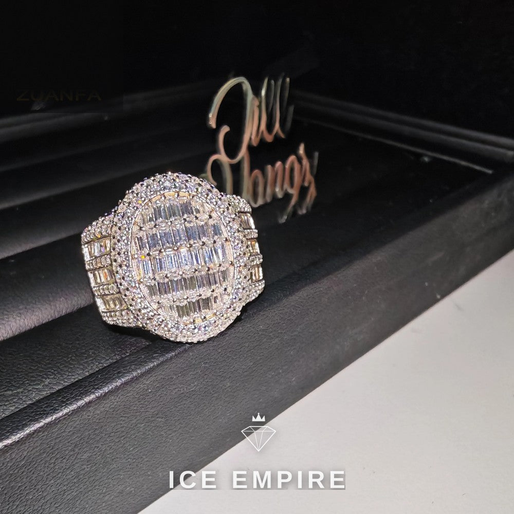 Iced Out Baguette 925 Silver Moissanite Ring