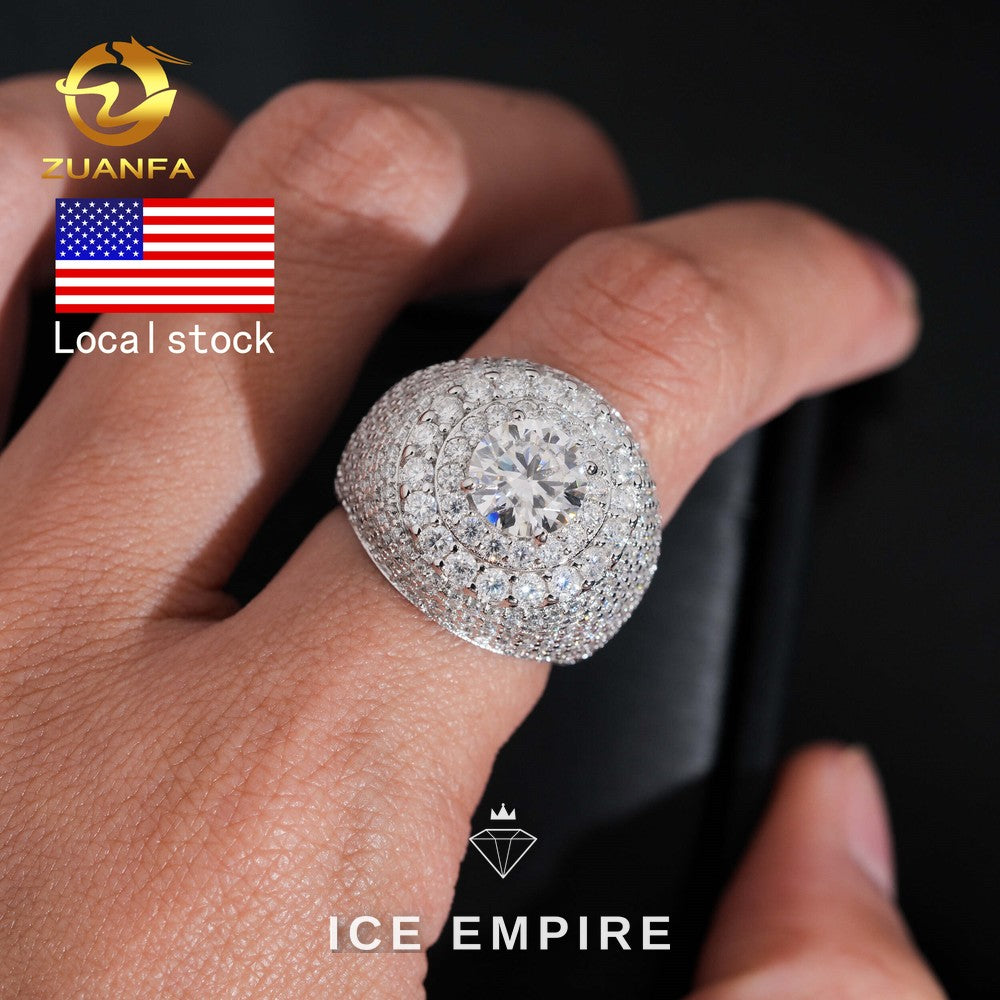 Iced Out 925 Silver Moissanite Ring