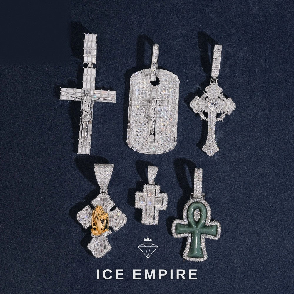 Iced Out Cross Gold Plated Moissanite Pendant