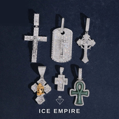Iced Out Cross Gold Plated Moissanite Pendant