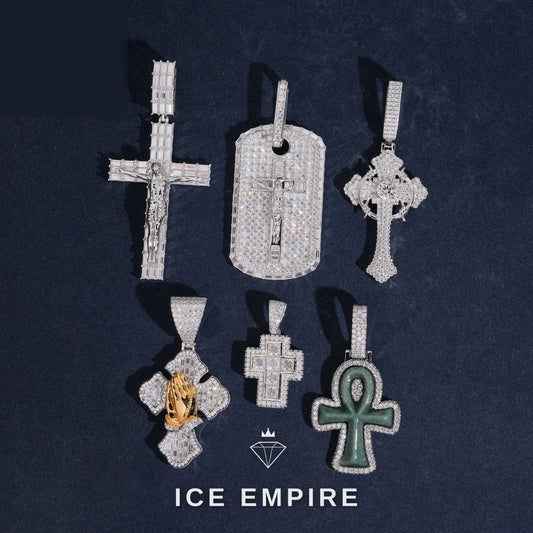 Iced Out Cross Gold Plated Moissanite Pendant