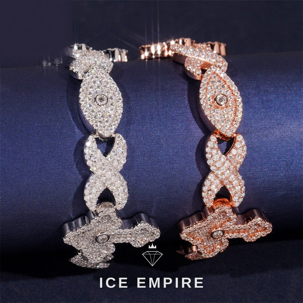 Iced Out Cross Gold Plated Moissanite Cuban Chain