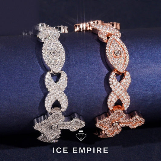 Iced Out Cross Gold Plated Moissanite Cuban Chain