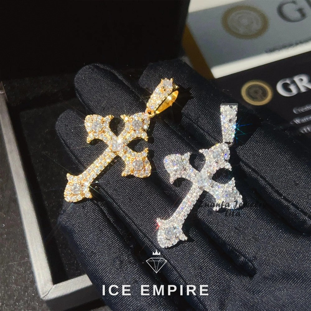 Iced Out Cross 925 Silver Pendant