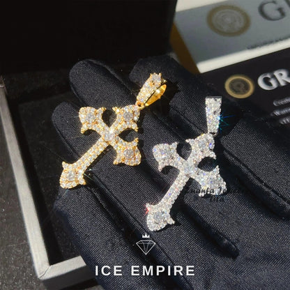 Iced Out Cross 925 Silver Pendant